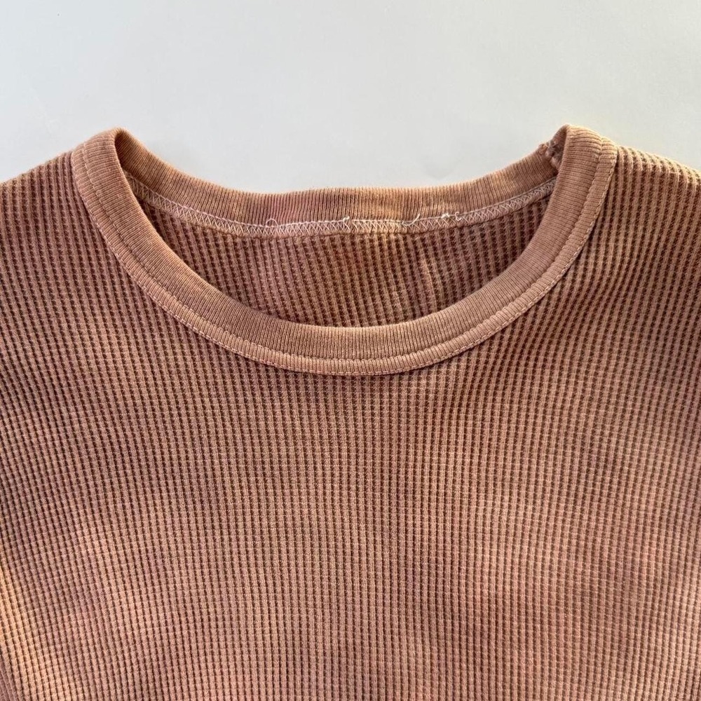 Vintage 70s overdyed cut off thermal Size Large clay brown color